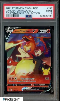 2021 Pokemon SWSH BSP Celebrations Collection #133 Lance's Charizard V PSA 9 - Image 1