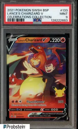 #2 2021 Pokemon SWSH BSP Celebrations Collection #133 Lance's Charizard V PSA 9 - Image 1