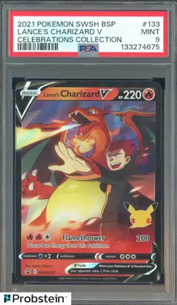 2021 Pokemon SWSH BSP Celebrations Collection #133 Lance's Charizard V PSA 9 - Image 1