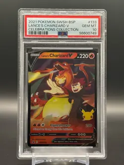 2021 Pokemon SWSH BSP Lance's Charizard v Celebrations Collection PSA 10 - Image 1