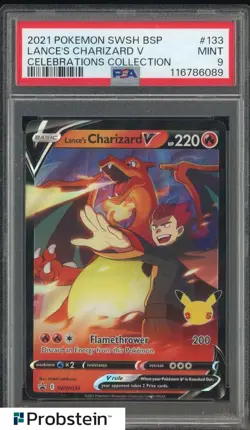 2021 Pokemon SWSH BSP Celebrations Collection #133 Lance's Charizard V PSA 9 - Image 1