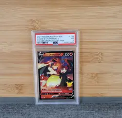 2021 Pokemon SWSH BSP Lance's Charizard v Celebrations Collection #133 PSA 7 - Image 1