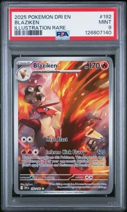 2025 POKEMON DRI EN-DESTINED RIVALS ILLUSTRATION RARE #192 BLAZIKEN PSA 9 Mint - Image 1