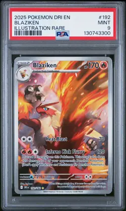 2025 POKEMON DRI EN-DESTINED RIVALS ILLUSTRATION RARE #192 BLAZIKEN PSA 9 Mint - Image 1