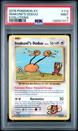 2016 POKEMON XY EVOLUTIONS #112 IMAKUNIU'S DODUO PSA 9 - Image 1