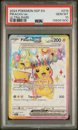 Pikachu Ex 219 Pokemon Ssp En-Surging Sparks NM PSA 10 - Image 1