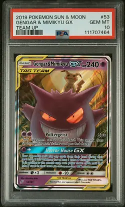Gengar & Mimikyu Gx 53/181 Team Up Pokemon PSA 10 *464 - Image 1