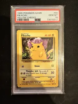 1999 Yellow Cheeks Pikachu 58/102 Base set Pokemon Card - PSA 10 - Image 1
