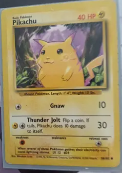 Pokemon Pikachu Yellow Cheeks Base Set 1999 Card #58/102 Vintage NM Condition - Image 1
