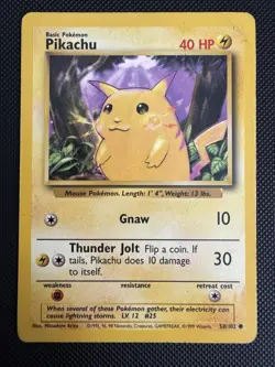 1999 Pokemon Base Set Pikachu Yellow Cheeks 58/102 - Image 1