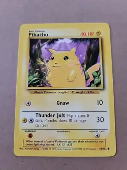 1999 Pokemon Base Set Pikachu Yellow Cheeks 58/102 - Image 1