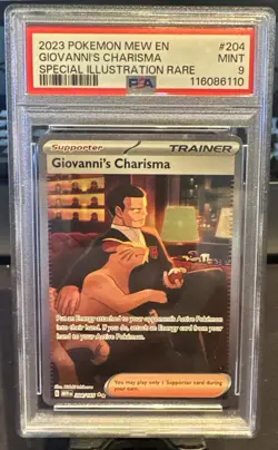 Giovanni's Charisma 204/165 151 English Special Illustration Rare Pokemon PSA 9 - Image 1