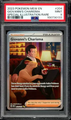 PSA 9 MINT Giovanni's Charisma SIR 204/165 151 Special Illustration Rare Pokemon - Image 1
