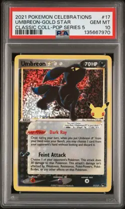 Pokemon Celebrations Umbreon Gold Star Holo Card 17/17 TCG PSA10 - Image 1