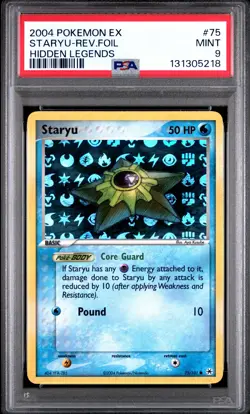 2004 POKEMON EX HIDDEN LEGENDS #75 STARYU-REVERSE FOIL PSA 9 - Image 1
