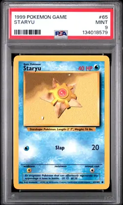 1999 POKEMON BASE SET UNLIMITED #65 STARYU PSA 9 - Image 1