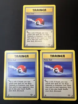 3x Bulk Lot Poke Ball 64/64 Jungle Set - Pokemon Card TCG 1999 - Image 1