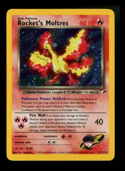 #2 Rocket's Moltres 12/132 Gym Heroes 2000 Holo Rare WOTC Pokemon Card TCG - Image 1