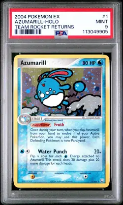 2004 POKEMON EX TEAM ROCKET RETURNS AZUMARILL #1 HOLO PSA 9 MINT #113049905 - Image 1