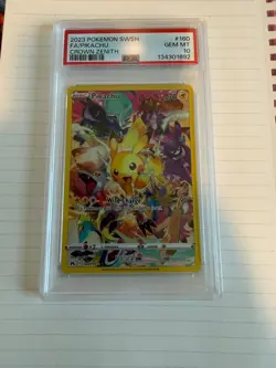 2023 POKEMON SWORD & SHIELD CROWN ZENITH #160 FULL ART/PIKACHU PSA 10 - Image 1
