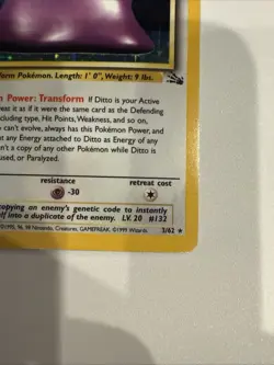 Pokemon Ditto 3/62 Holo Rare Unlimited Fossil - Image 2