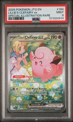 2025 POKEMON JTG EN-JOURNEY TOGETHER #184 LILLIE'S CLEFAIRY EX PSA 9 - Image 1