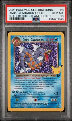 2021 POKEMON CELEBRATIONS CLASSIC COLL #8 DARK GYARADOS-HOLO PSA 10 - Image 1