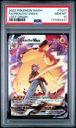 2022 POKEMON SWORD & SHIELD LOST ORIGIN #TG17 FULL ART/PIKACHU VMAX PSA 10 - Image 1