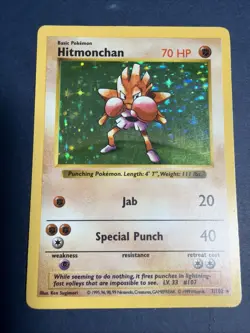 Pokemon TCG Hitmonchan Shadowless Unlimited Rare Holo Base Set 7/102 - Image 2