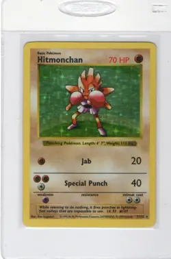 Pokemon TCG Hitmonchan Base Set Holo Shadowless Rare 7/102 HP - Image 1