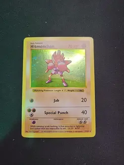 Pokemon TCG Hitmonchan Base Set 7/102 Holo Shadowless Holo Rare - Image 1