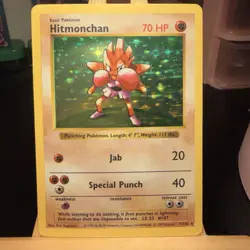 Hitmonchan 7/102 SHADOWLESS Base Set Holo Rare Unlimited WOTC Pokemon TCG NM - Image 1