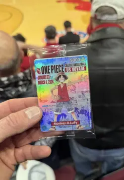 🔥 🏀 One Piece Monkey.D.Luffy US College Basketball Promo Card SEALED + Poster - Image 1