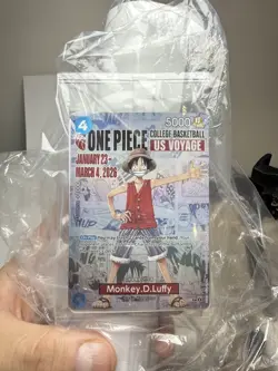 🔥 🏀 One Piece Monkey.D.Luffy US College Basketball Promo Card SEALED + Poster - Image 2