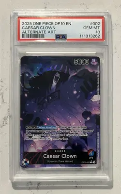 Caesar Clown Leader OP10-002 Alt Art Royal Blood One Piece English PSA 10 - Image 1