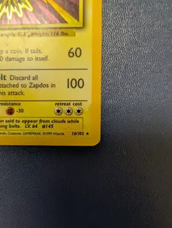 Pokemon TCG Zapdos Base Set Holo #16/102 Vintage WOTC - Image 2