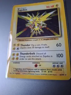 Pokemon Cards: Base Set Rare Holo: Zapdos 16/102 TCG 1999 WOTC Vintage - Image 3