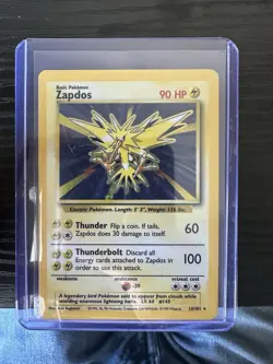 Pokemon TCG Zapdos Holo Rare Base Set 16/102 WOTC Vintage 1999 MP - Image 1
