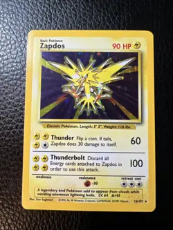 * Pokemon TCG Zapdos Base Set 16/102 Holo Unlimited Holo Rare WoTC Vintage NM - Image 1