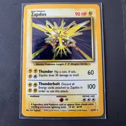 Pokemon Cards: Base Set Rare Holo: Zapdos 16/102 TCG 1999 WOTC Vintage - Image 1