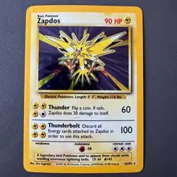 Pokemon Cards: Base Set Rare Holo: Zapdos 16/102 TCG 1999 WOTC Vintage - Image 2