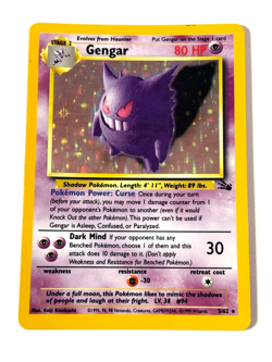 Gengar 5/62 Fossil Base Holo Rare 1999 LP/MP Condition Pokemon TCG Card - Image 1