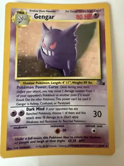 Pokemon Gengar TCG Fossil Holo Unlimited Rare Card 5/62 1999 LP/MP - Image 1