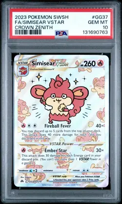 2023 POKEMON SWORD & SHIELD CROWN ZENITH #GG37 FULL ART/SIMISEAR VSTAR PSA 10 - Image 1