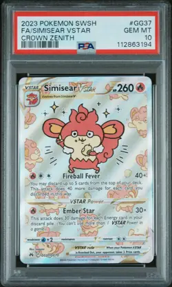 2023 POKEMON SWORD & SHIELD CROWN ZENITH #GG37 FULL ART/SIMISEAR VSTAR PSA 10 - Image 1