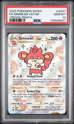 2023 POKEMON SWORD & SHIELD CROWN ZENITH #GG37 FULL ART/SIMISEAR VSTAR PSA 10 - Image 1