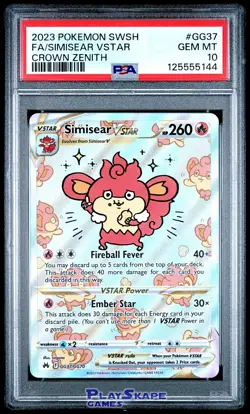 Pokemon Card PSA 10 Simisear VSTAR GG37/GG70 FA Alt Crown Zenith Full Art 2023 - Image 1