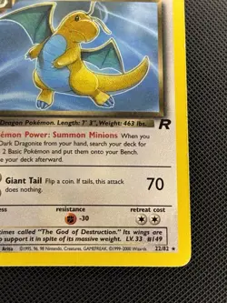 Pokemon Dark Dragonite TCG Card 22/82 Team Rocket, Non-Holo Rare - Image 4