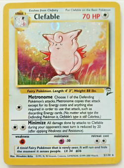 Pokemon TCG Clefable 5/130 Holo Card Base Set 2 LP WOTC - Image 1
