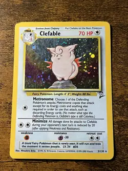 Pokemon TCG Clefable Base Set 2 Holo Card 5/130 - Image 1